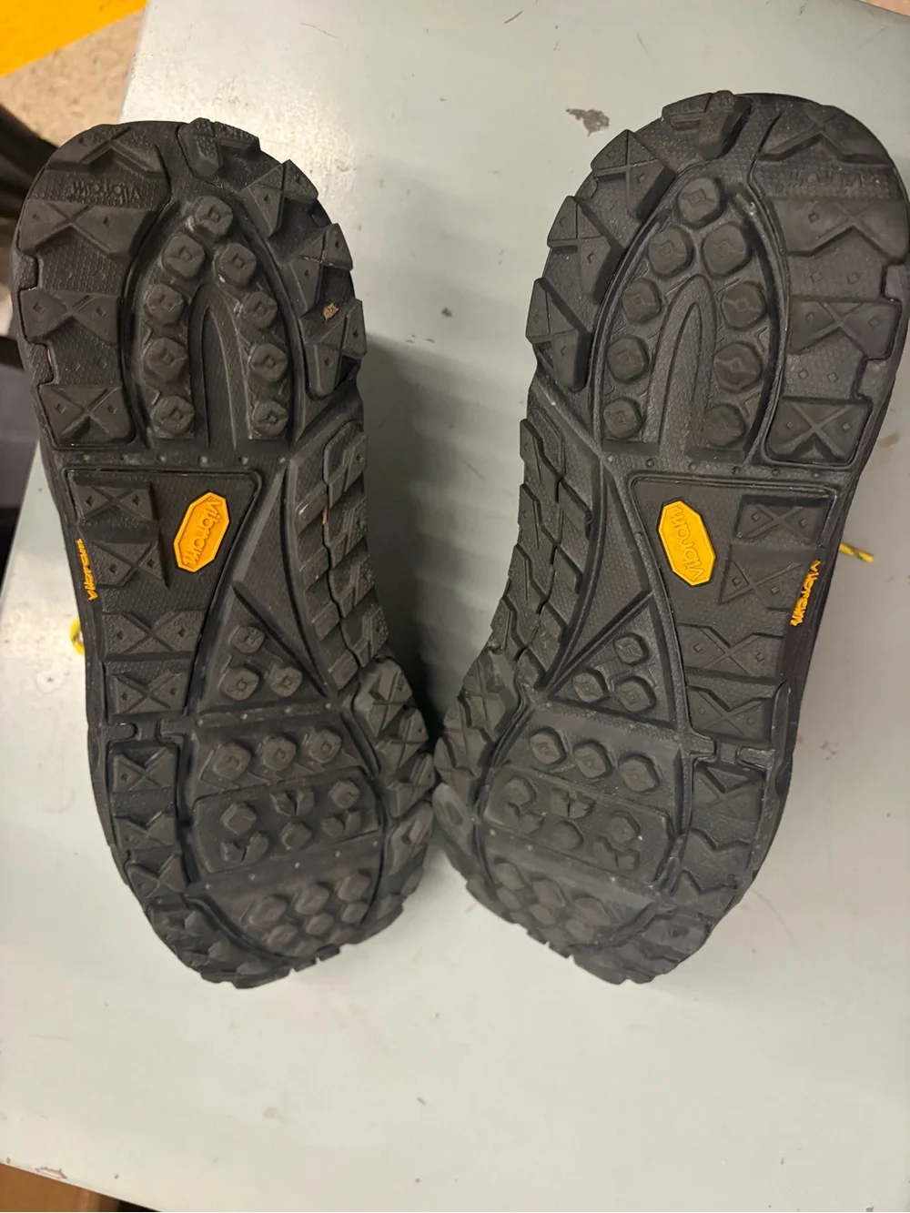 Hoka One One Men’s Black Trail Boots with Yellow Laces